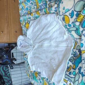 Zip up, white tank top hoodie vest